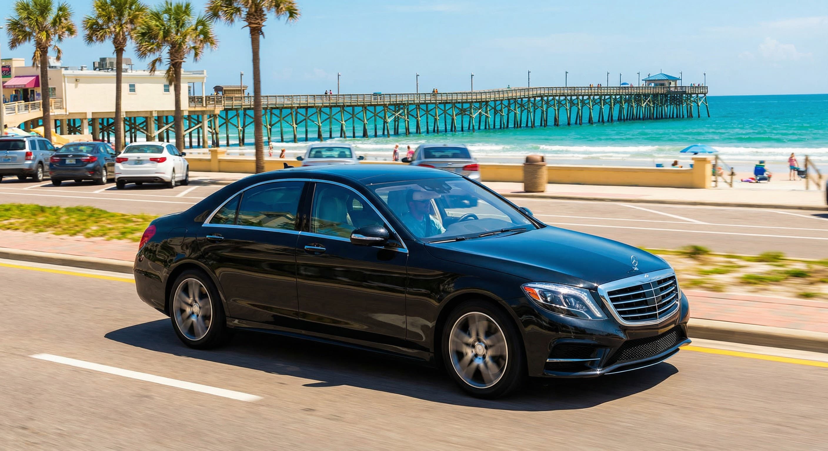 Daytona Beach coastline — private car service destination from DAB airport