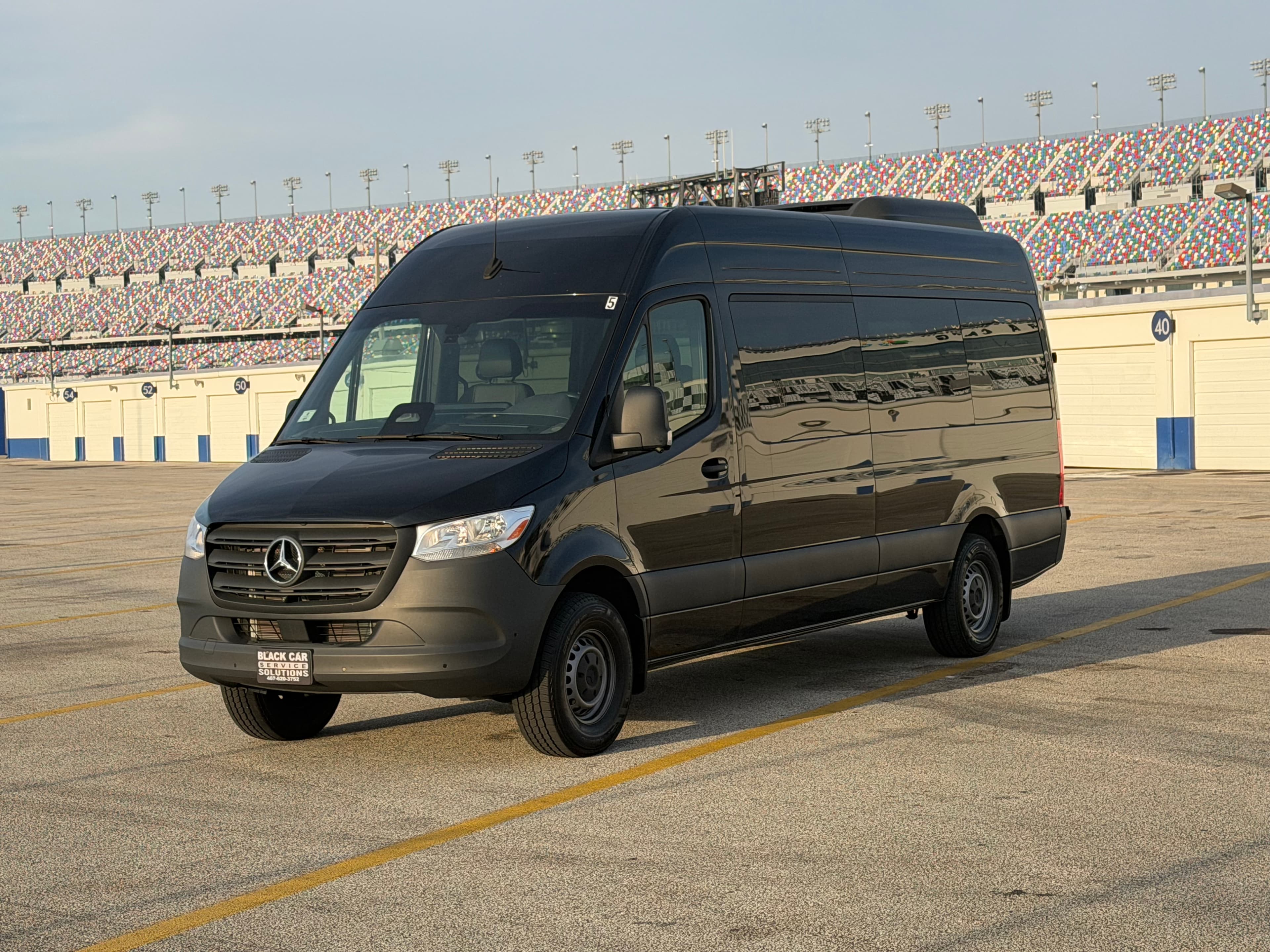 Mercedes Sprinter side view at Daytona Speedway