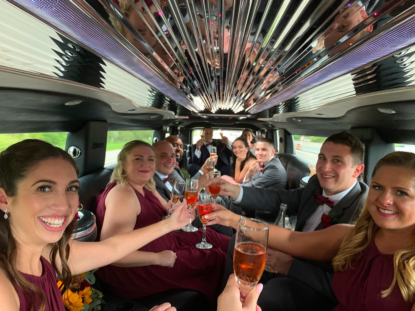 Classic white stretch limousine for weddings